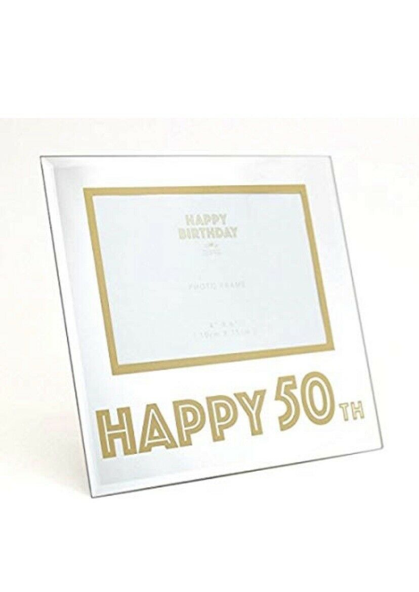 Stunning Mirror Glass 4'x6' Photo Frame 50th Birthday with 3D Number 